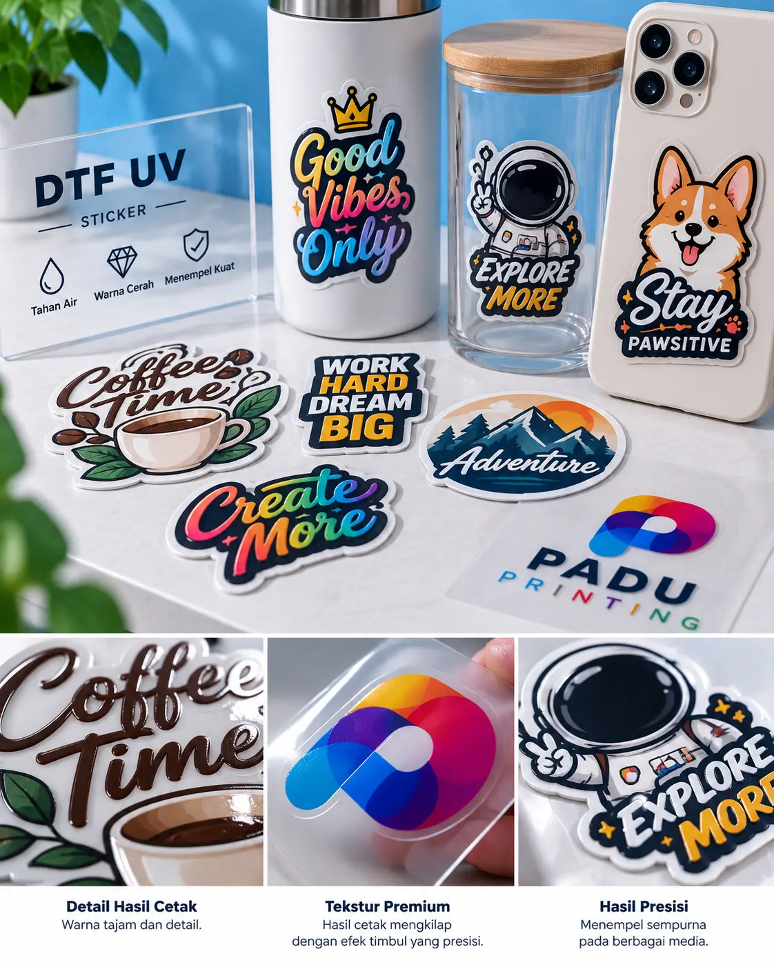 Cetak Cetak Stiker DTF UV - PADU Printing