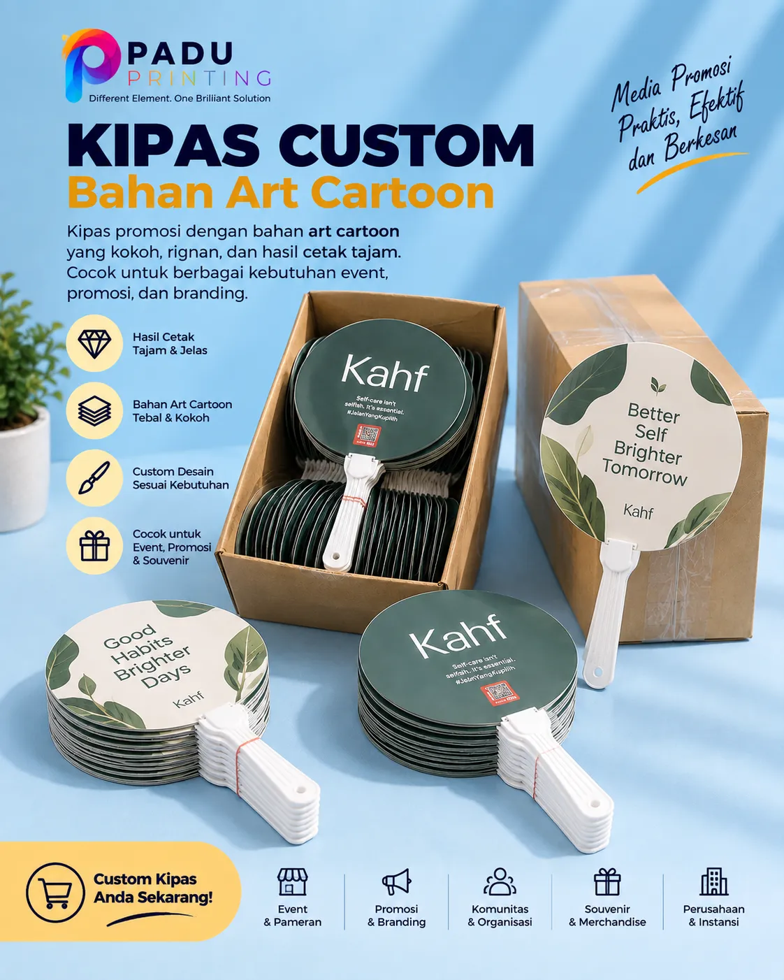 Cetak Kipas Custom Art Cartoon - PADU Printing